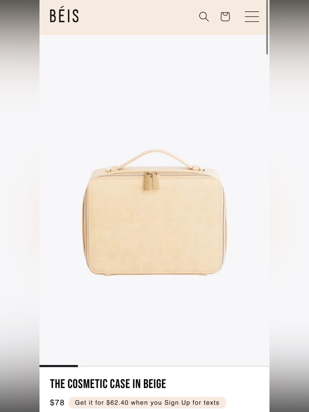 BEIS The Cosmetic Case in Beige NWT